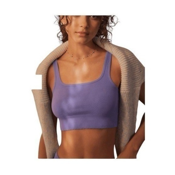 Anthropologie Other - Anthropologie The Hattie Seamless Bralette Purple Ribbed Knit Square Neck S/M